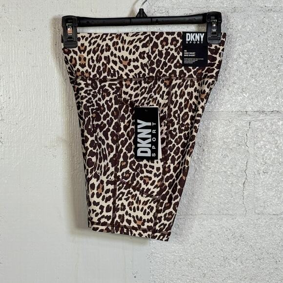 Dkny Sport Women's Mid Rise Bike Shorts - Natural Cheetah XS - Picture 1 of 9